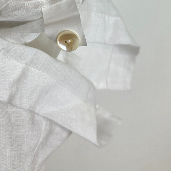 VITAMIN A Getaway Long Sleeve Linen Cover-Up Romper in White Eco Linen Large - Picture 8 of 14